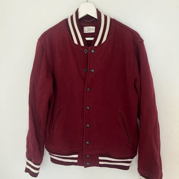 PEACE COLLECTIVE - HOME IS TORONTO Button-Up Varsity Jacket - M - Red/Burgundy - Picture 2 of 2